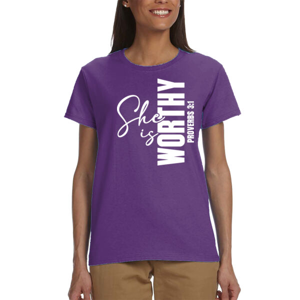 SHE IS WORTHY - Ladies' Ultra Cotton® T-Shirt Thumbnail